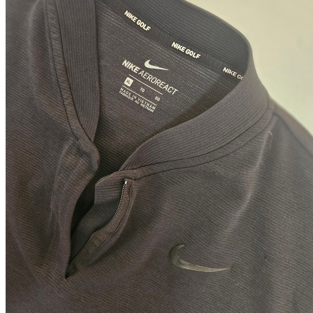 Nike Golf AeroReact Polo Womens XL Black Blade Collar V-Neck Shirt 884830-010